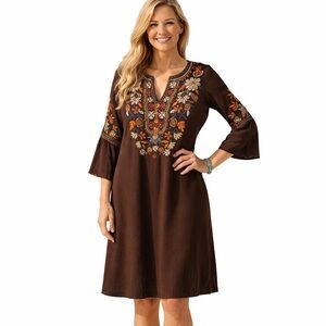 Johnny Was silk heavily embroidered Lailani dress NWT